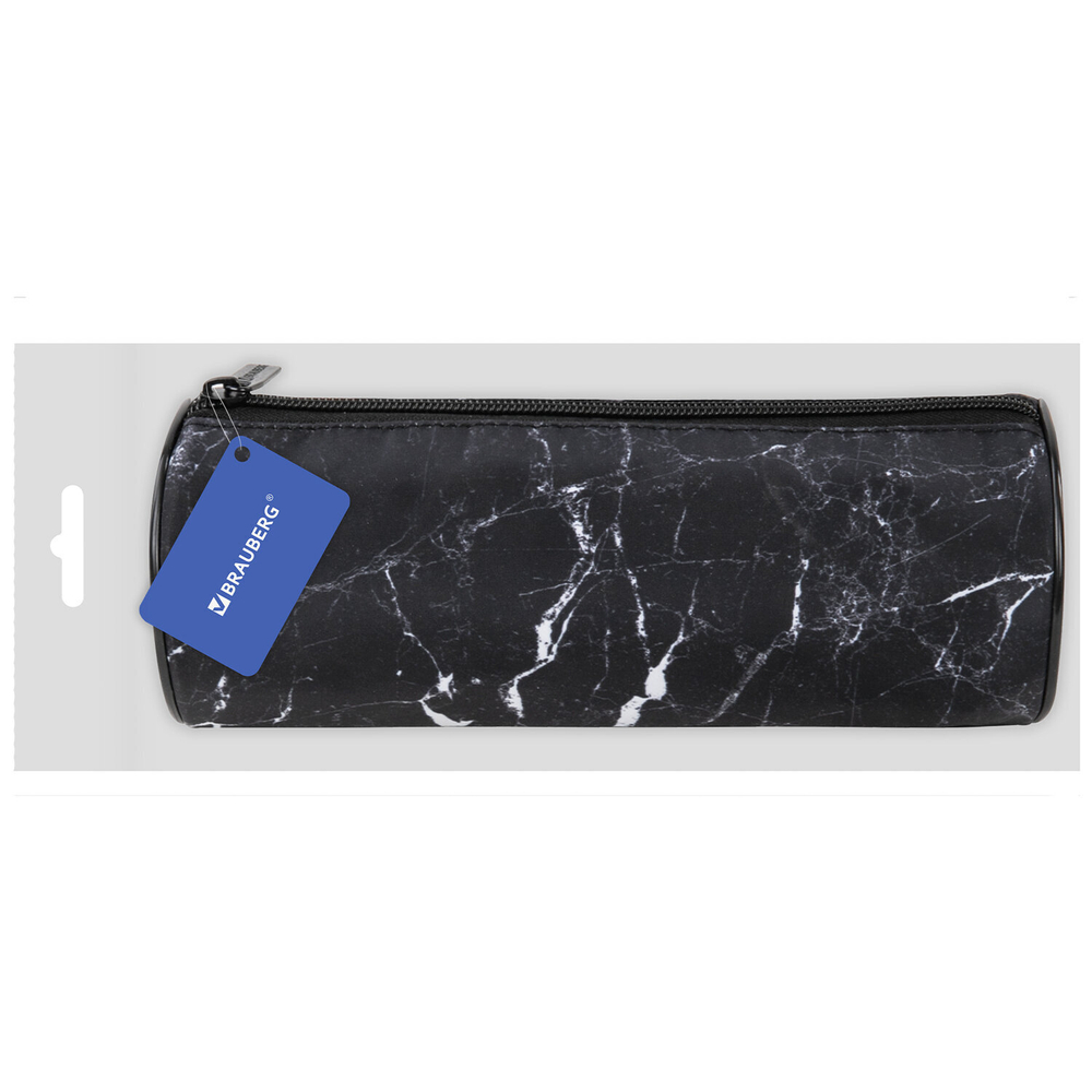 Пенал-тубус BRAUBERG с эффектом Soft Touch мягкий "Black marble" 22х8 см (2 штуки в упаковке)