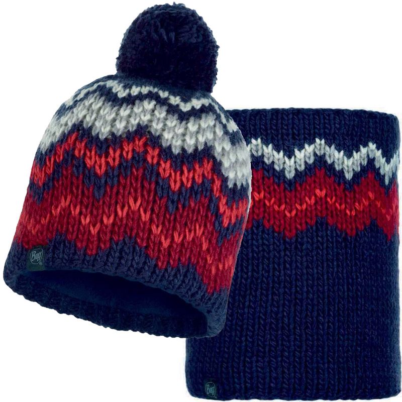 Комплект шарф-шапка вязаный с флисом Buff Danke Night Blue Фото 1