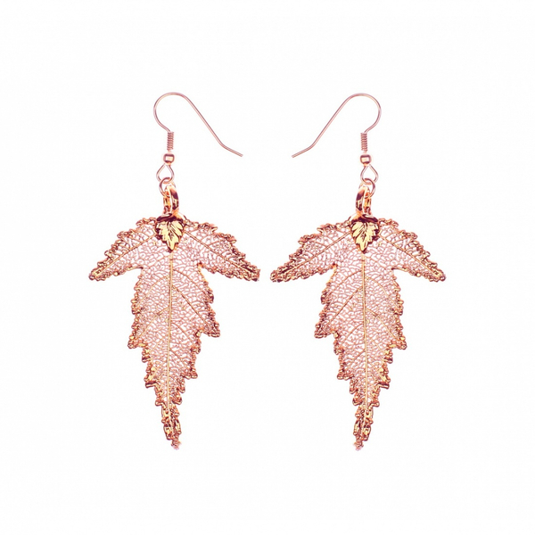Серьги листья Ester Bijoux Шелковица LF57C-RG BR