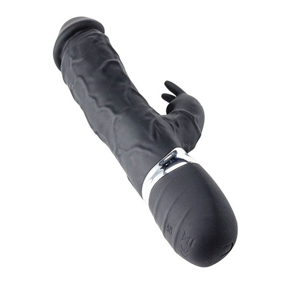 Черный реалистичный вибратор-кролик 23см Devi DT-8005