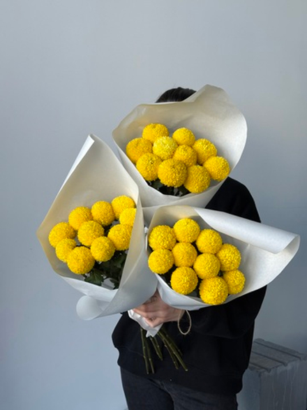 Охапка хризантем в желтом оттенке 10 шт