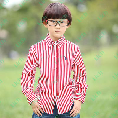 Рубашка в полоску с вышивкой логотипа