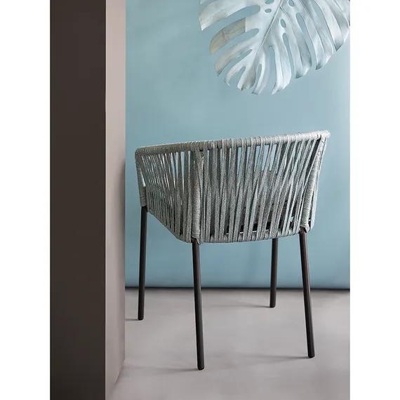 Плетеный стул Asar, черный/серо-голубой