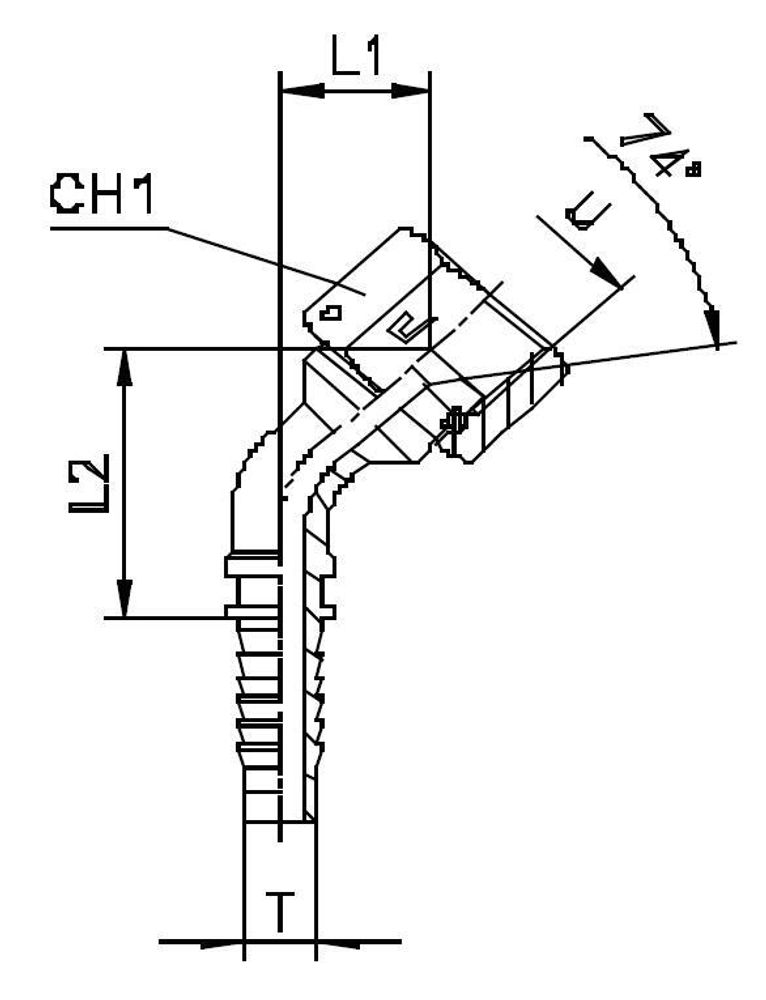 Фитинг DN 06 JIC (Г) 9/16 (45) (штифтованная гайка)