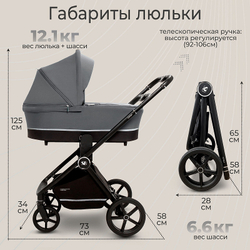 Детская коляска Sweet Baby Cupola New 3 в 1 Slate Grey