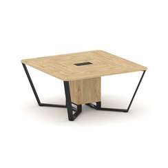 Steel Meet Стол переговорный квадратный KD-PR.B.SP-08 Тиквуд Светлый/Металл Черный 1600*1600*750