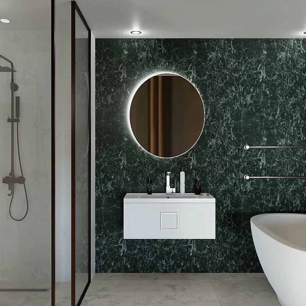 Тумба с раковиной LA FENICE Cubo Bianca 80 белая/ручка белая