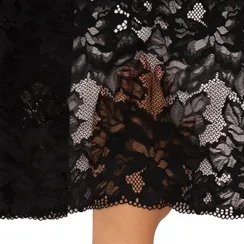 Кружево эластичное черное 22 см, цветы