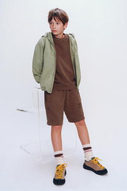 ZARA ШОРТЫ ИЗ МЯГКОЙ ТКАНИ С НАДПИСЬЮ, ШОКОЛАДНЫЙ