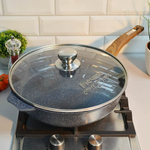 Сковорода 30см Premium blue с несъемной ручкой и стеклянной крышкой