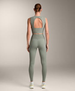 OYSHO Легинсы Comfortlux с высокой посадкой в ​​рубчик, длиной до щиколотки, хаки-серый