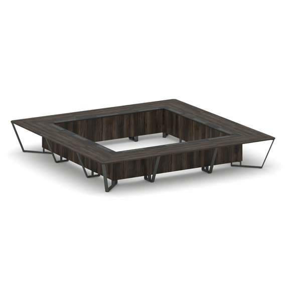 Steel Meet Стол переговорный квадратный KMK-PR.B.SP-24K Дуб Мали/Графит Глянец/Металл Антрацит 4800*