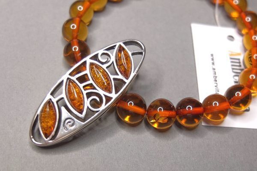 Браслет шар из натурального янтаря