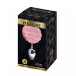 Металлическая анальная пробка с розовым хвостиком Fluffy от Alive (7*3,2 см.)