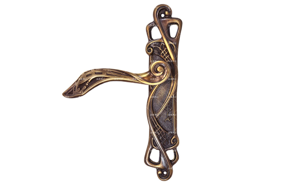 Ручка дверная нажимная Арт-Нуво2 латунь
