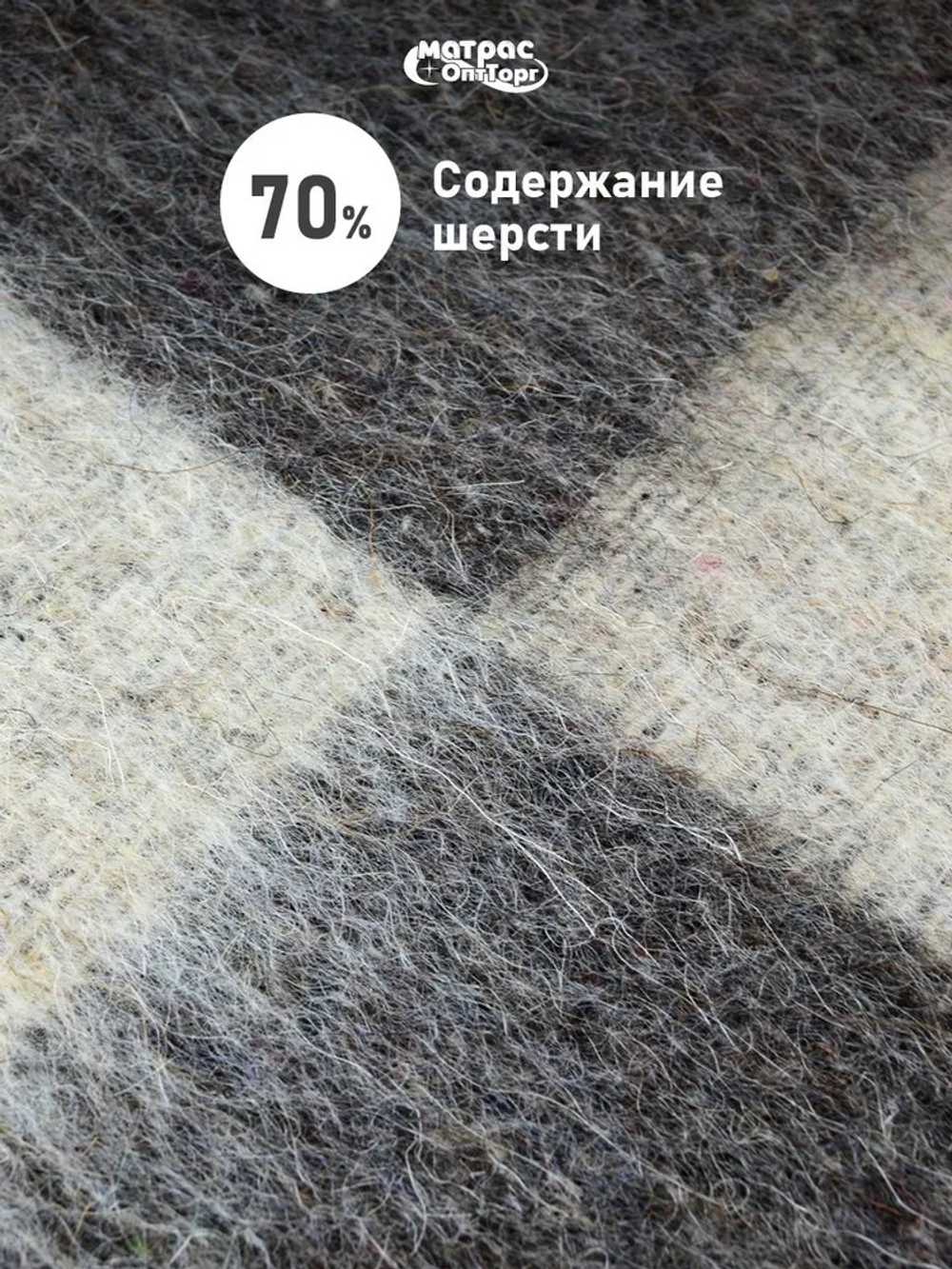 Одеяло п/ш Стандарт 400гр (70% шерсти) серо-коричневая клетка