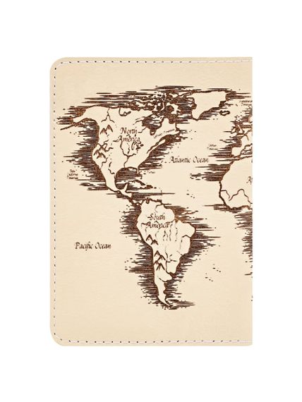 Фото обложка для паспорта в виде карты из бело молочной кожи, в сложенном виде.