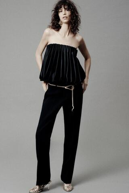 ZARA ТОП БЕЗ БРЕТЕЛЕЙ СО СБОРКАМИ — ZW COLLECTION, ЧЕРНЫЙ