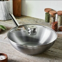 Zwilling Стальной вок 30 см с крышкой индукционный