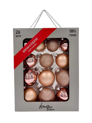 Набор стеклянных шаров Розовое золото 26 шт., Christmas DeLuxe (86779)