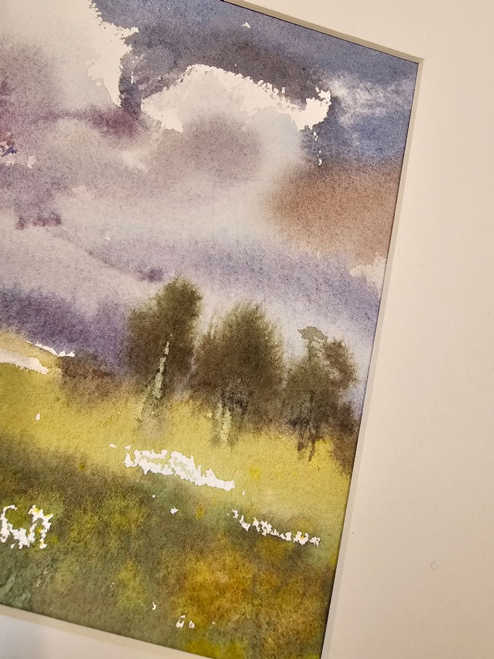 Картина акварельная авторская в паспарту 21х30 см на стену для интерьера "Летний пейзаж"