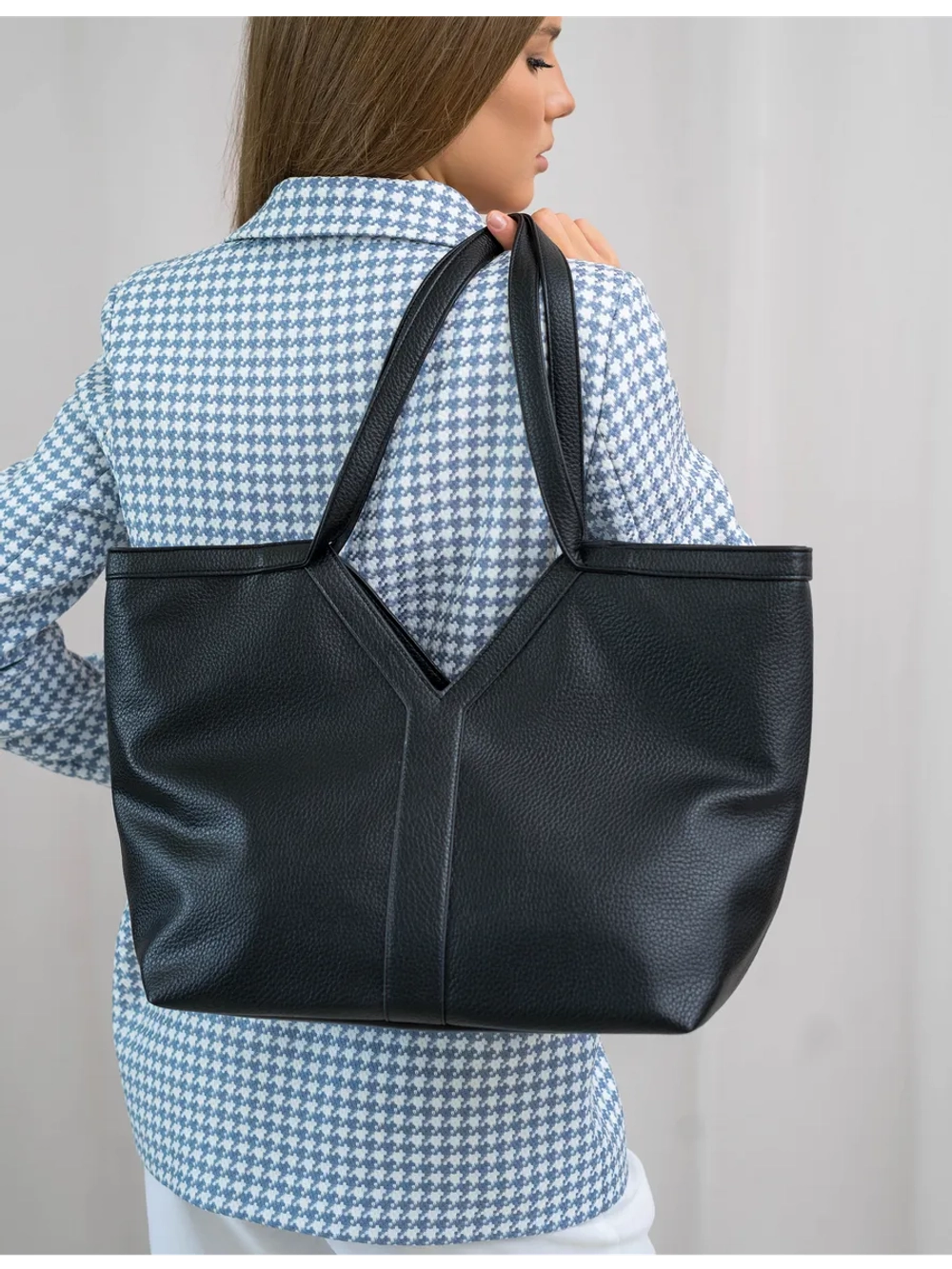 Сумка шоппер через плечо большая на молнии