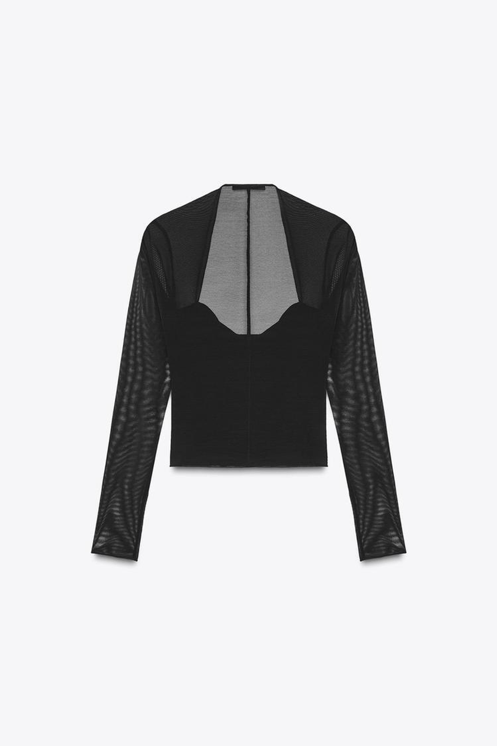 ZARA ОБЛЕГАЮЩИЙ ТОП ИЗ КОМБИНИРОВАННОЙ ТКАНИ, ЧЕРНЫЙ