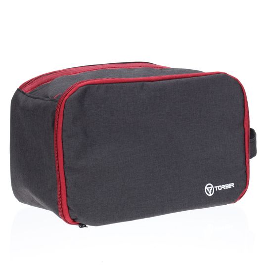 Несессер Torber, дорожный, чёрный/бордовый, полиэстер 300D ткань катионик, 27 х 17 х 14 см