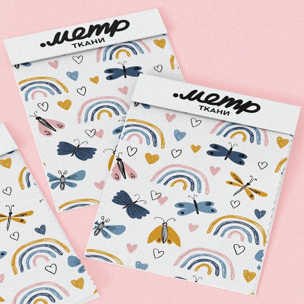 Ткань интерлок радуги и бабочки