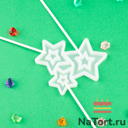 Силиконовая форма для леденцов «Звезды сквозные 3 в1»