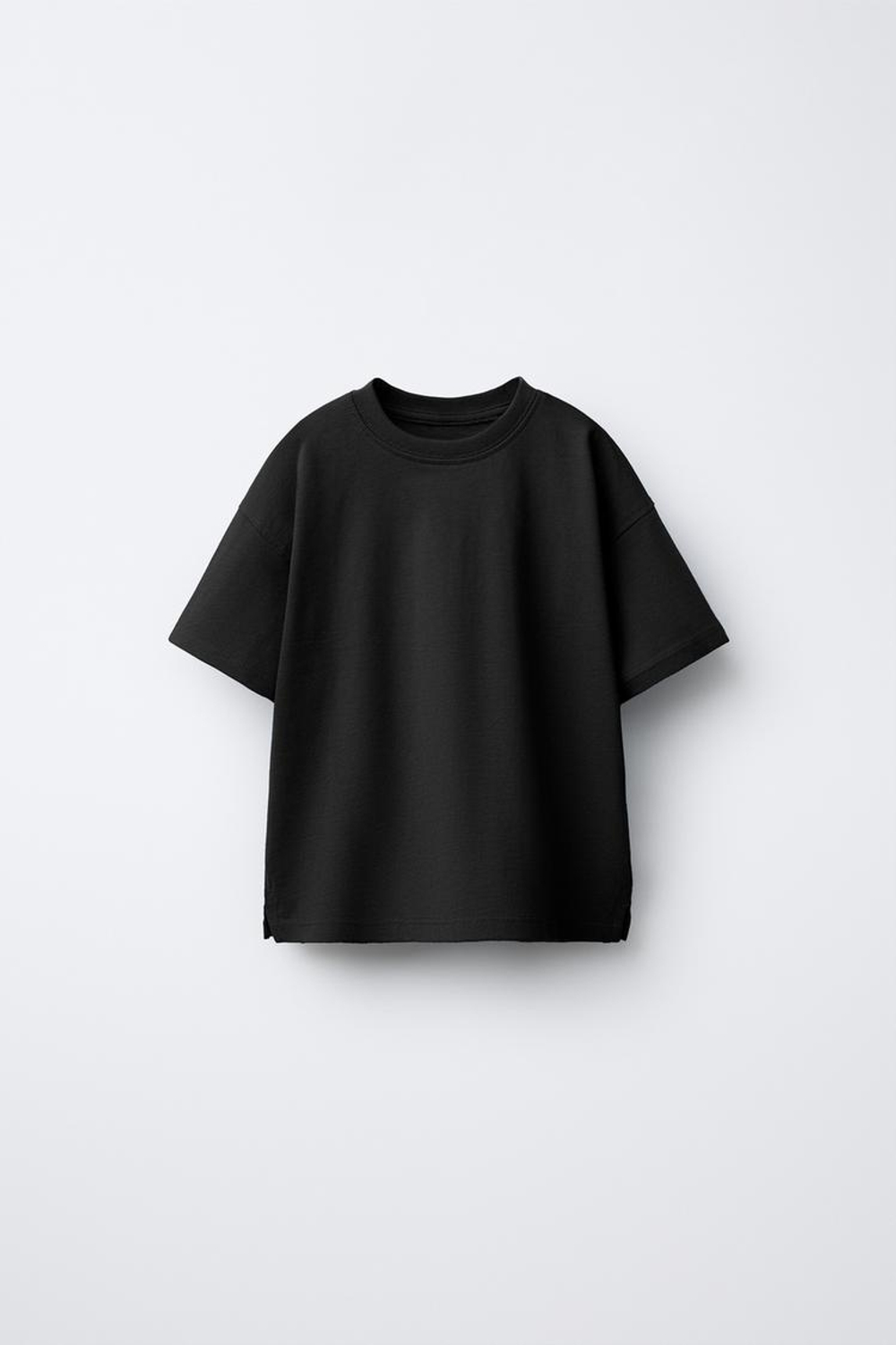 ZARA БАЗОВАЯ ФУТБОЛКА, ЧЕРНЫЙ