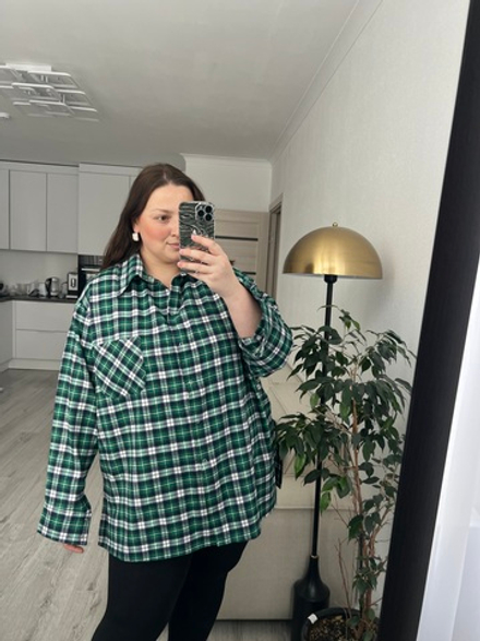 Рубашка из фланели в зеленую клетку