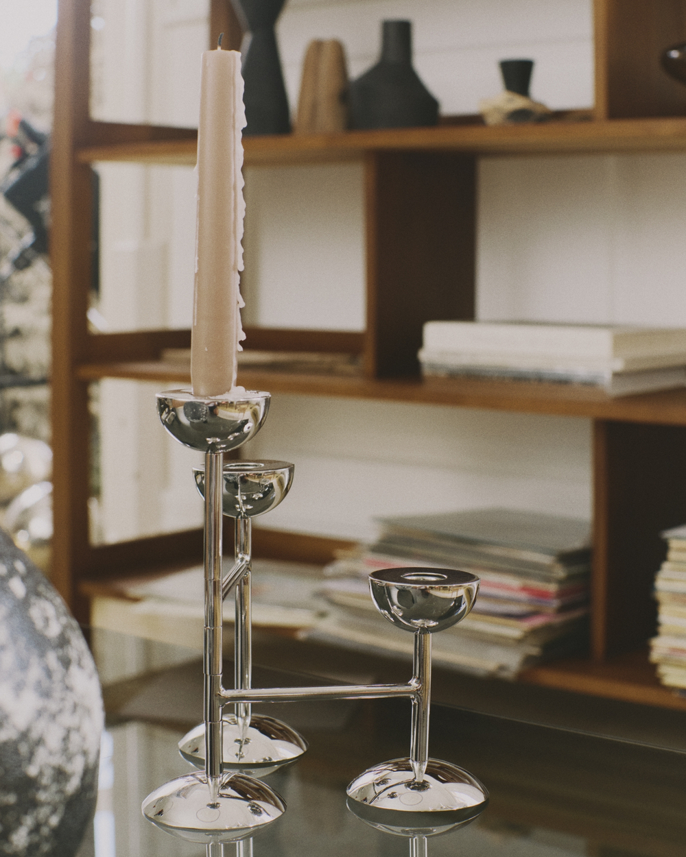 Тройной подсвечник Nirela из нержавеющей стали 22 см