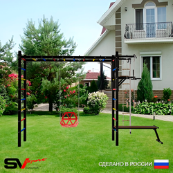 Уличная шведская стенка Sv Sport рукоход У542 (Турник/Брусья/Скамья/Со спинкой/Канат/кольца/лестница)