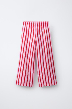 ZARA БРЮКИ WIDE LEG В ПОЛОСКУ, РОЗОВЫЙ