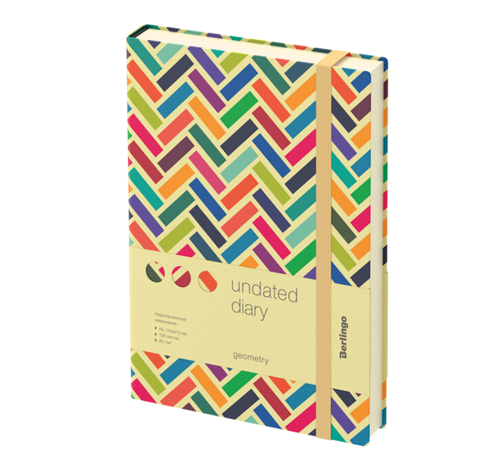 Ежедневник недатированный, А5, 136л., кожзам, Berlingo "Geometry", с рисунком UD0_92502