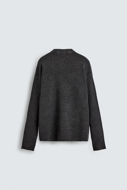 ZARA СВИТЕР ВАФЕЛЬНОГО ПЛЕТЕНИЯ С ЭФФЕКТОМ ПОТЕРТОСТИ, ЛИНЯЛЫЙ ТЕМНО-СИНИЙ