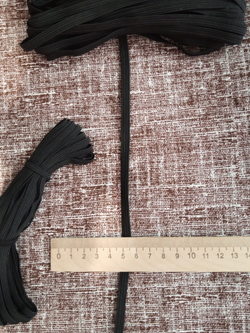 Тесьма плетеная эластичная (продежка) 3 гр/м, эластичность 145%, 5мм*10м, черная