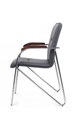 Стул Riva Самба с деревянными подлокотниками SMB-02H Хром гальв. Серый