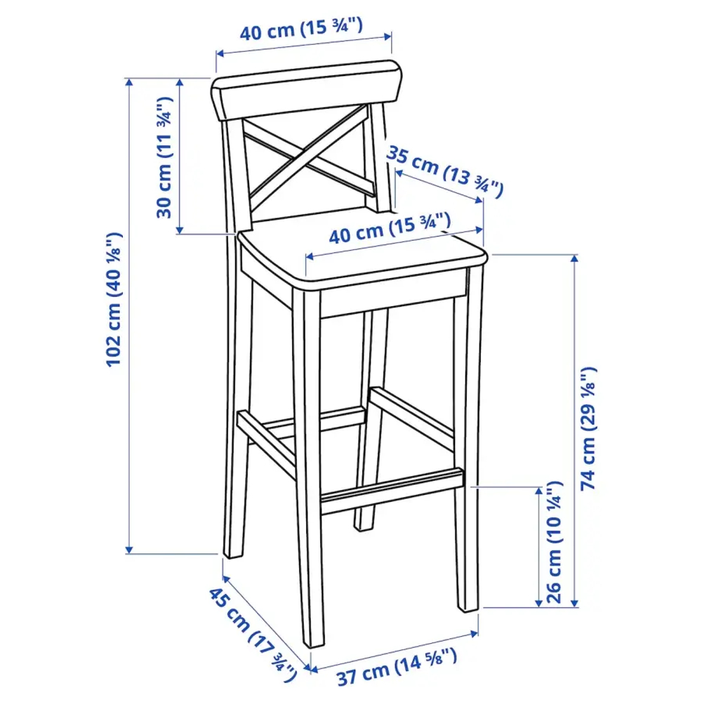 Барный стул - IKEA INGOLF/ИНГОЛЬФ ИКЕА, 40х46х102 см, белый