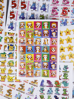 Поощрительные наклейки оценки на английском для учителя детские