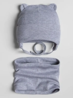 Шапка детская осенняя на завязках и снуд