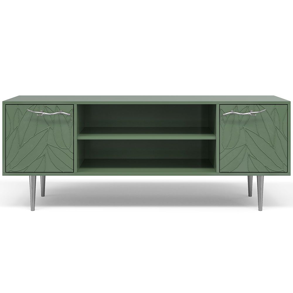 Тумба под ТВ Арт Колор leaves 155см Стайл Сильвер Зеленый нефрит