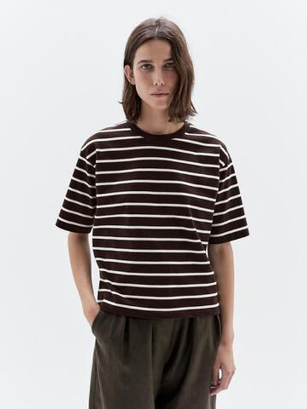 Massimo Dutti Футболка в полоску из 100% хлопка, коричневый