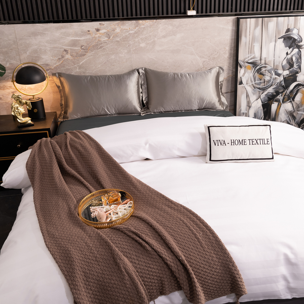 Пододеяльник Страйп Сатин Однотонный Отель белый 100% Хлопок 3x3 P3CTH037180215