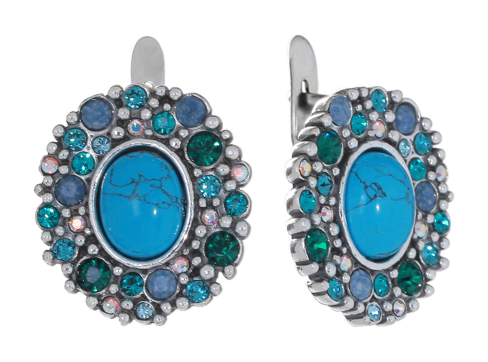 "Гало" серьги в серебряном покрытии из коллекции "Aura-X" от Jenavi с английским замком