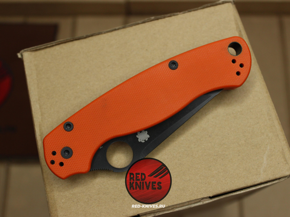 Нож Spyderco Paramilitary 2 Tanto G10 - оранжевая рукоять, черный клинок RK/474