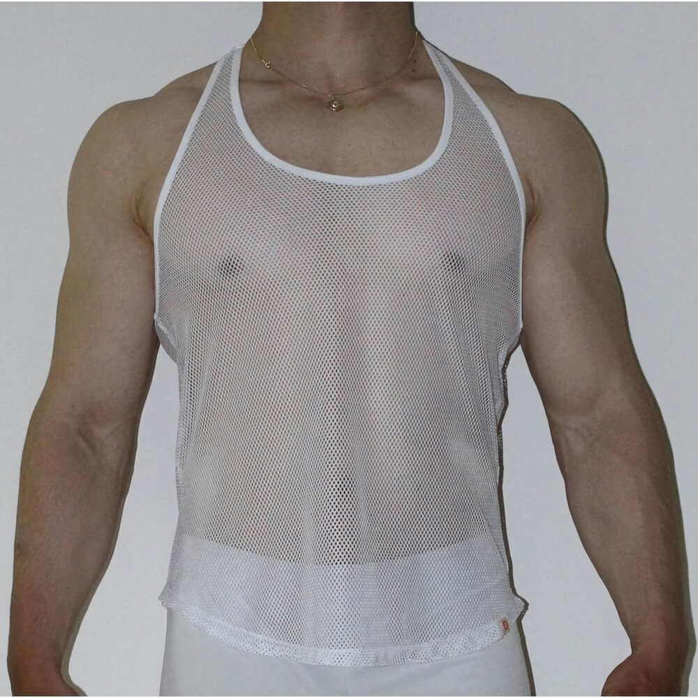 Белая мужская сетчатая майка (Размер: XS) (Цвет: белый)