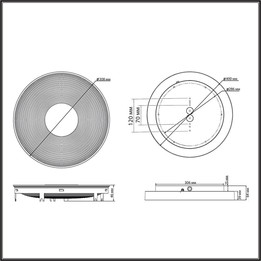7753/25L MITRA LED SN 535 Светильник пластик/белый/черный/золотой LED 25Вт 4000K D400 IP54 QUANTUM