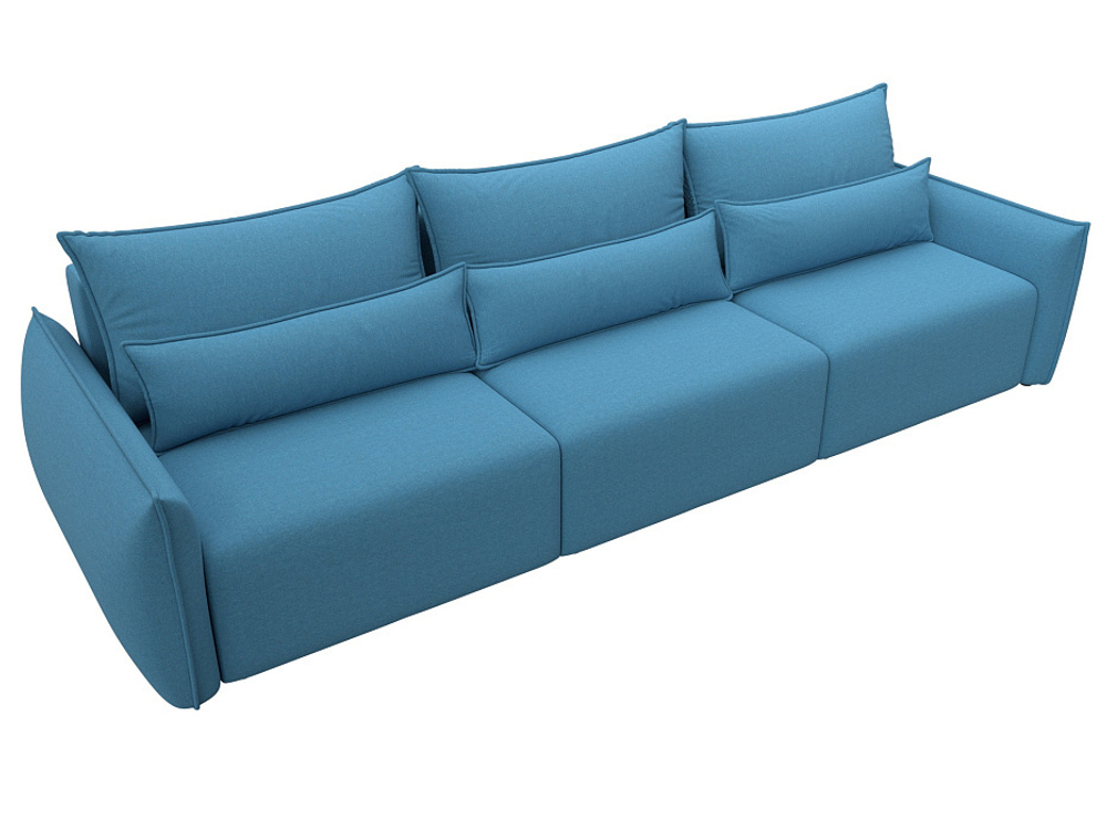 Диван прямой Лига-051 НПБ Лонг РОГОЖКА Амур 10 голубой